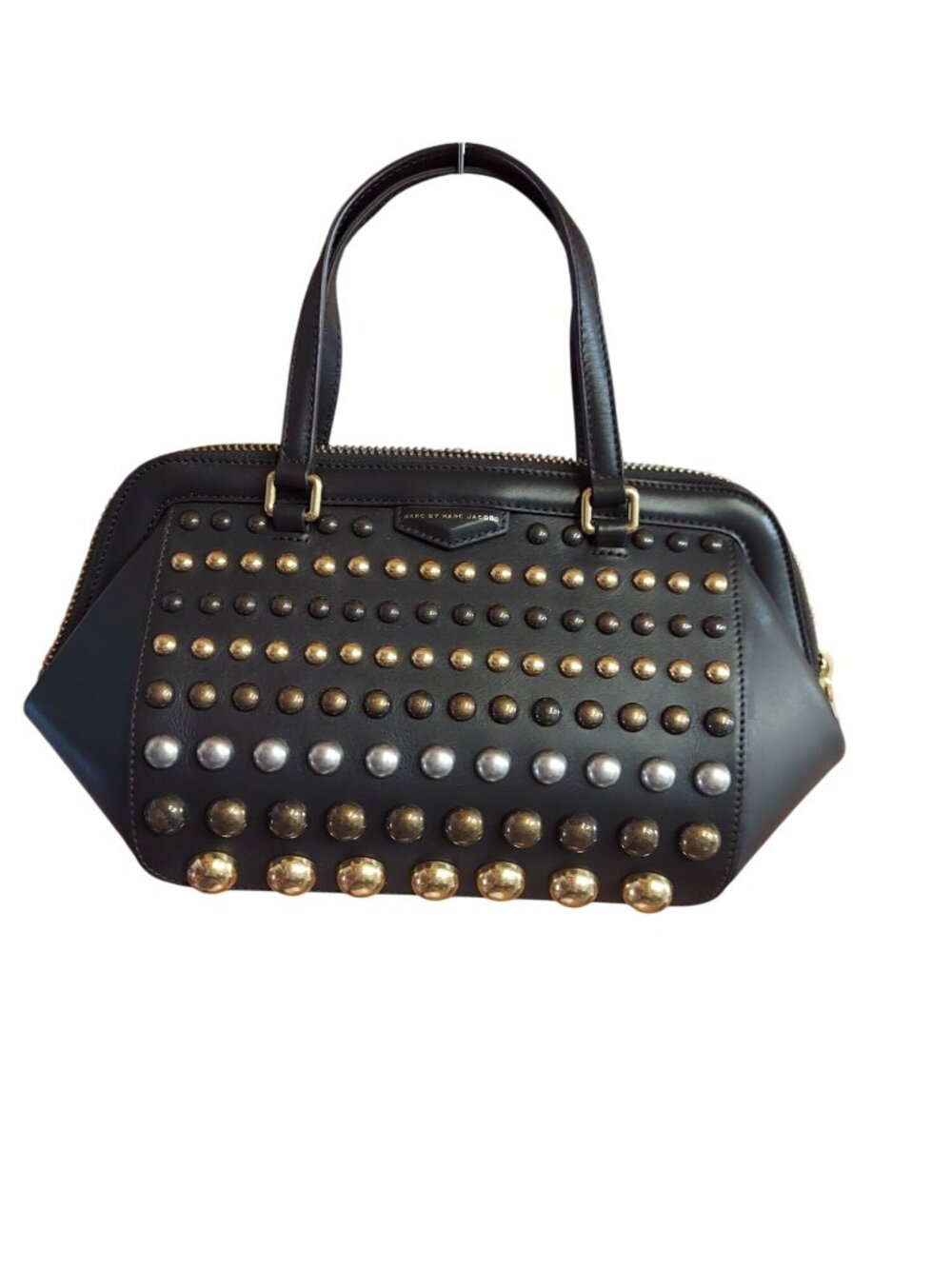 Marc By Marc Jacobs Black Licorice Studded Leather Satchel Handbag NWT